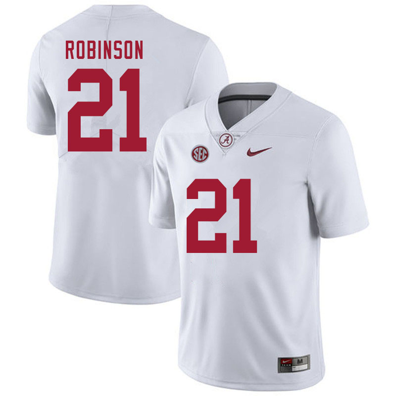 Alabama Crimson Tide Men's Jahquez Robinson #21 White NCAA Nike Authentic Stitched 2020 College Football Jersey MW16B12NM